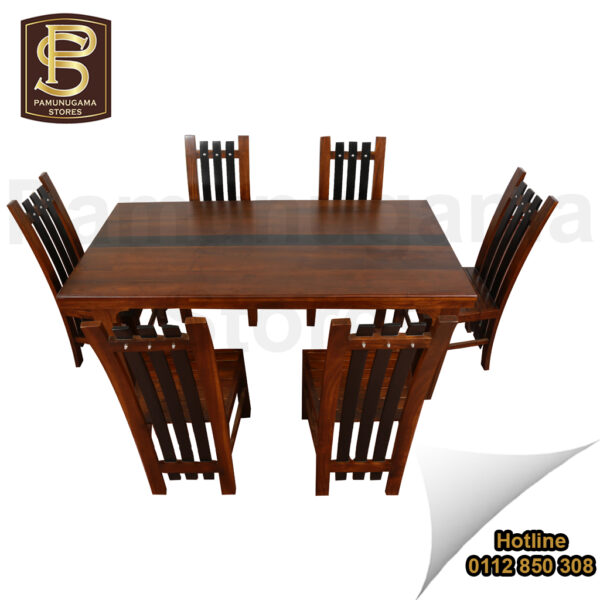 Black Line Rectangle Teak Dining Set