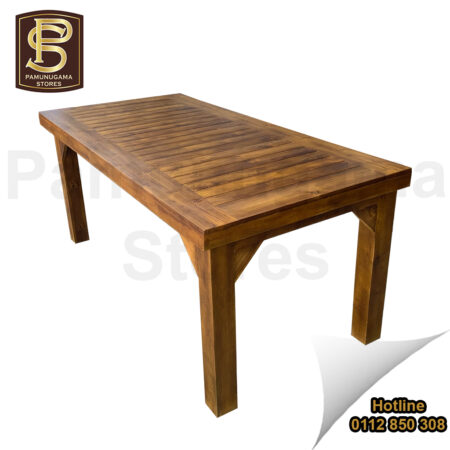 Cross Strips Rectangle Teak Table