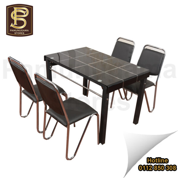 Glass Steel Rectangle Dining Set