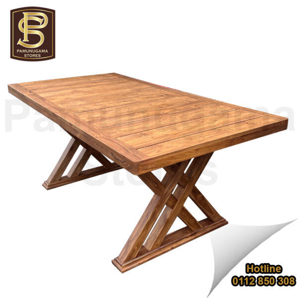 Double Crossed Rectangle Teak Table