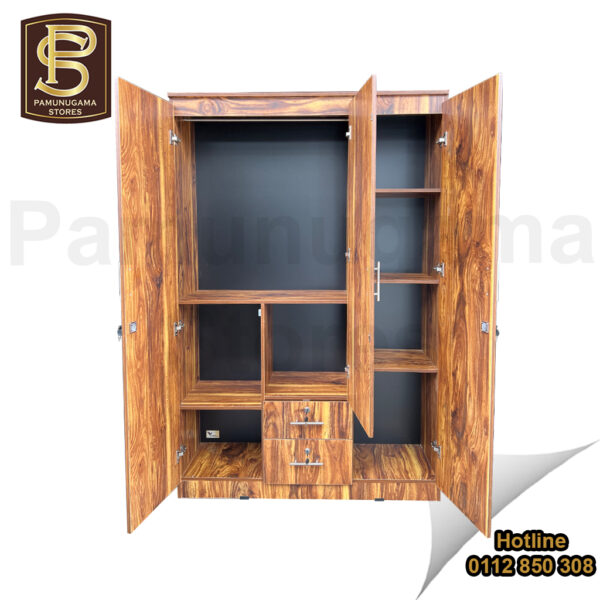 3 Doors Mirror Melamined Wardrobe Inside