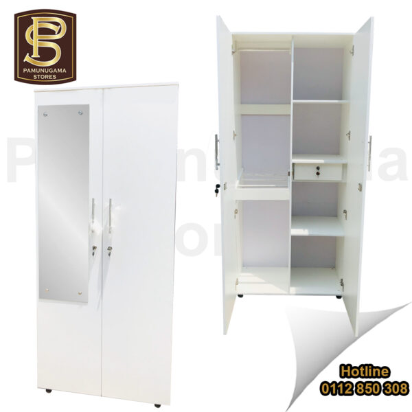 72''x 32''x 16'' Melamine Wardrobe with Mirror.