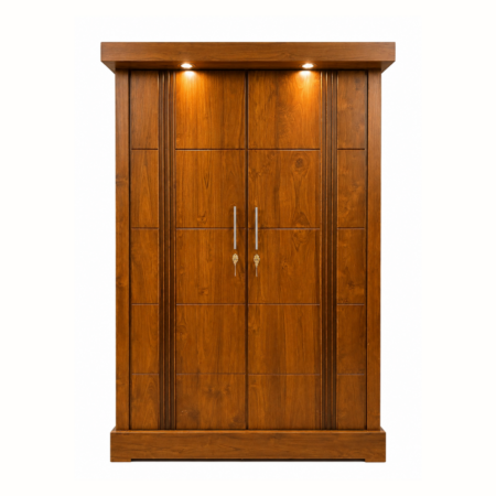 4 1/2 Teak Double Base Wardrobe with Light (R)