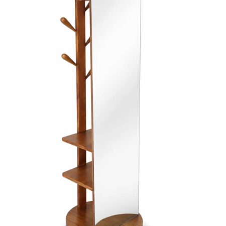 Wooden coat hanger with mirror