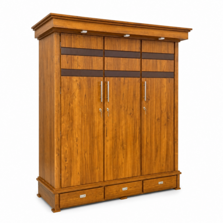3 Door Teak Wardrobe with Drawers